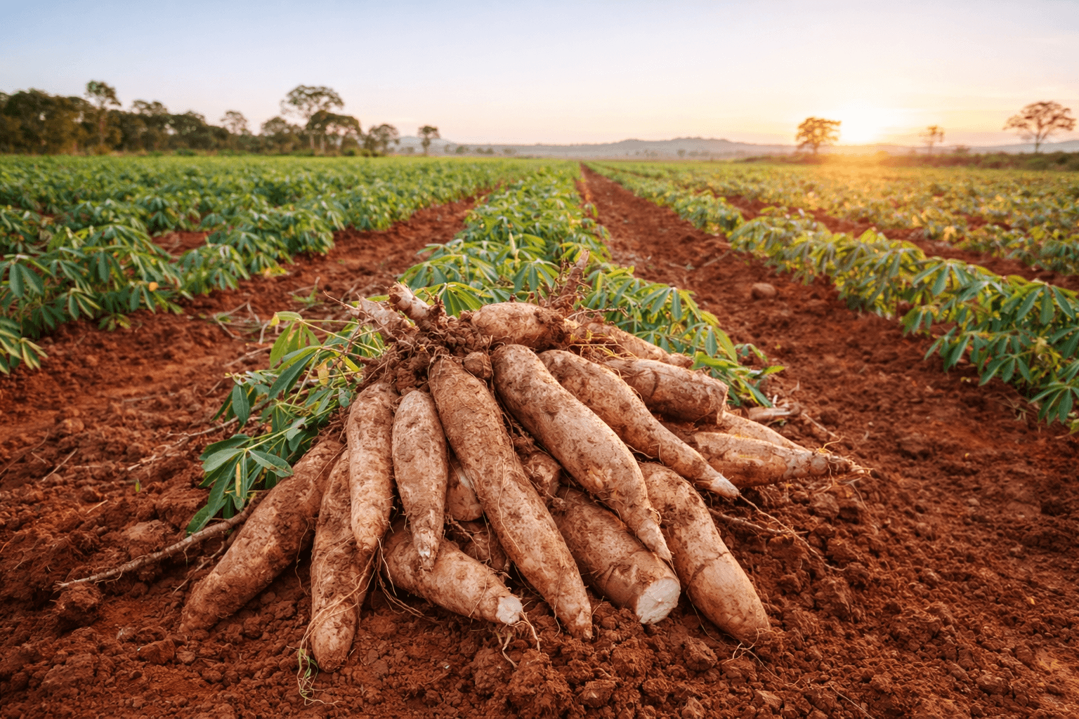 Plantação de mandioca na Fazenda São Pedro