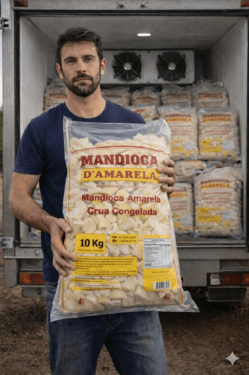 Produtor da Mandioca D'Amarela com caminhão de entrega